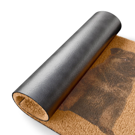 Doormat Featuring Three Cute German Shepherd Puppies Sloppily Sitting in a Row