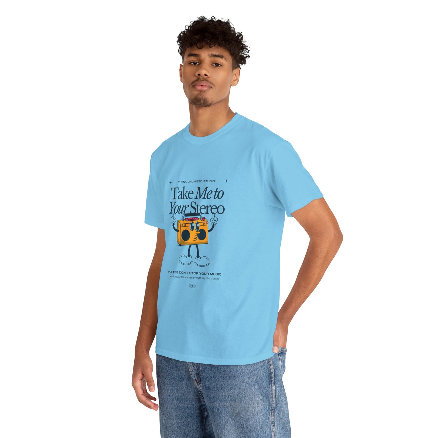 Retro Music Lover Tee - Take Me To Your Stereo, Vintage Style Shirt, Graphic T-Shirt, Unisex Cotton Top, Perfect Gift for Musicians, Summer Outfit