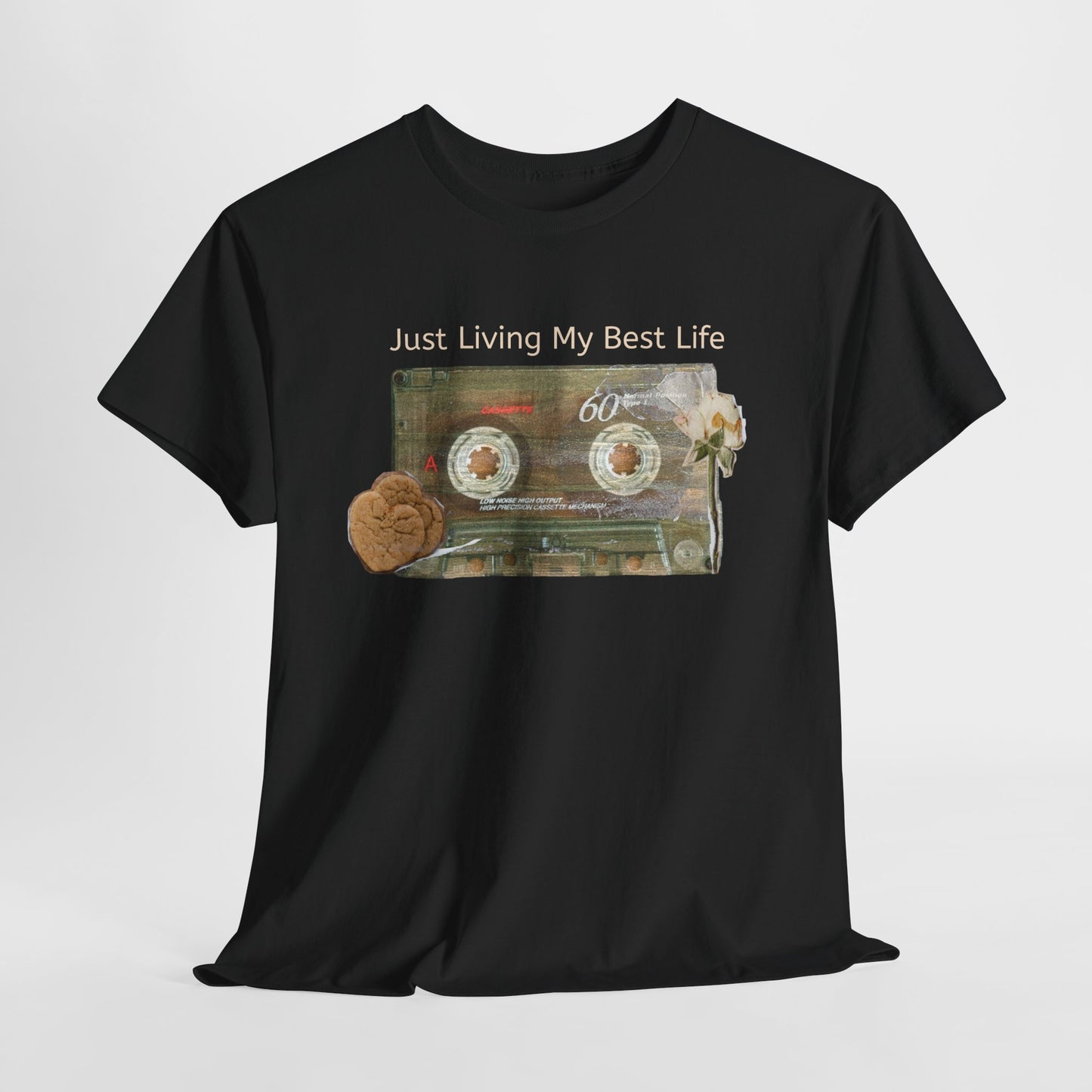 Just Living My Best Life Tee, Vintage Cassette T-Shirt, Casual Wear, Gift for Friends, Music Lover's Apparel