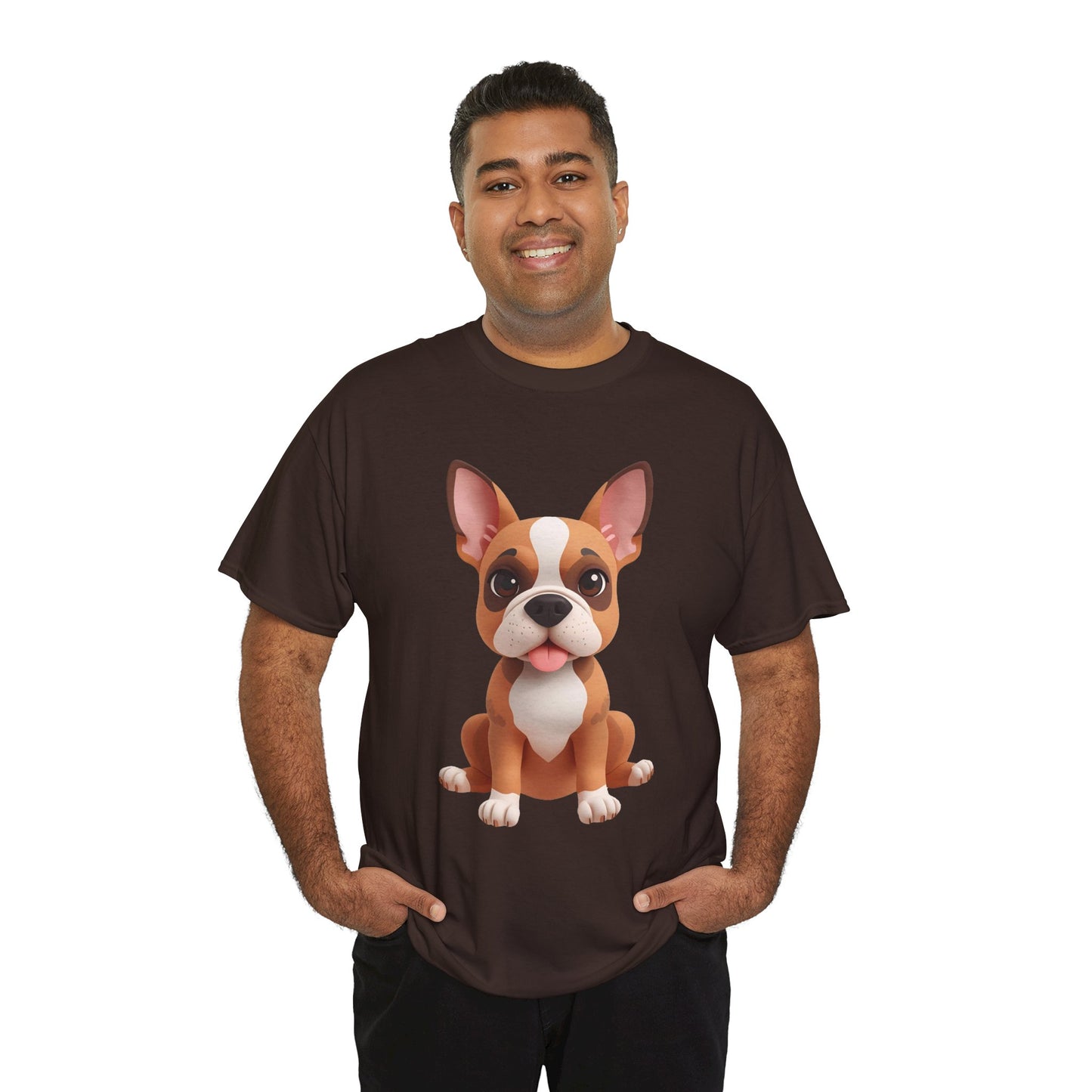 Cute 3D French Bulldog T-Shirt Unisex Heavy Cotton Tee, Dog Lover Gift