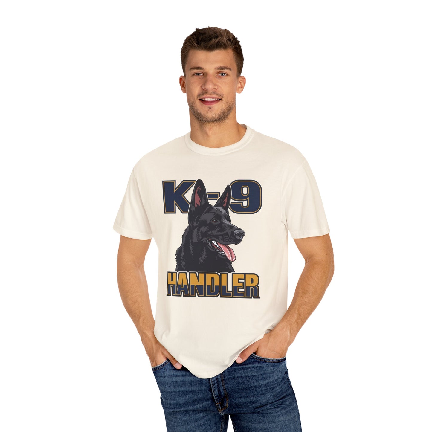 Black German Shepherd K-9 Handler T-Shirt, Garment-Dyed Unisex Tee for Dog Lovers