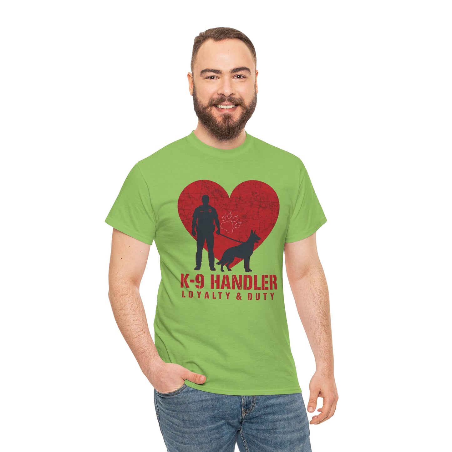 K-9 Handler Heavy Cotton Tee - Loyalty & Duty Shirt, Dog Lover Gift