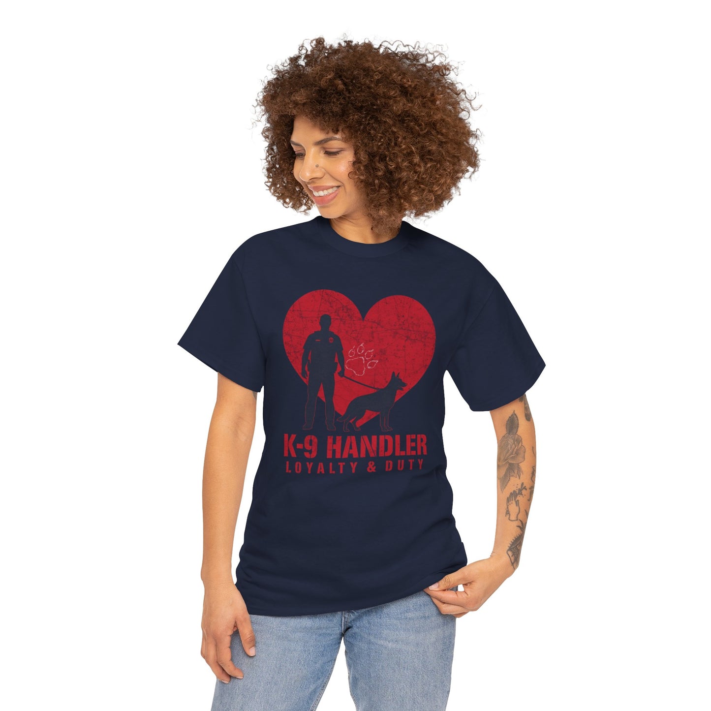 K-9 Handler Heavy Cotton Tee - Loyalty & Duty Shirt, Dog Lover Gift