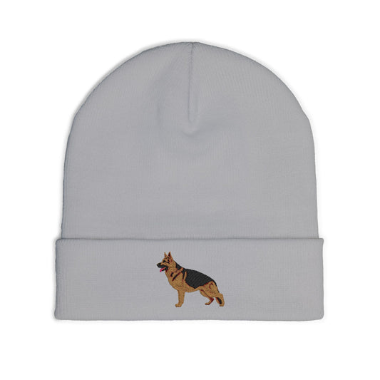 Embroidered Dog Lover Beanie - German Shepherd Standing in a Show Stance | Knit Hat for Pet Owners