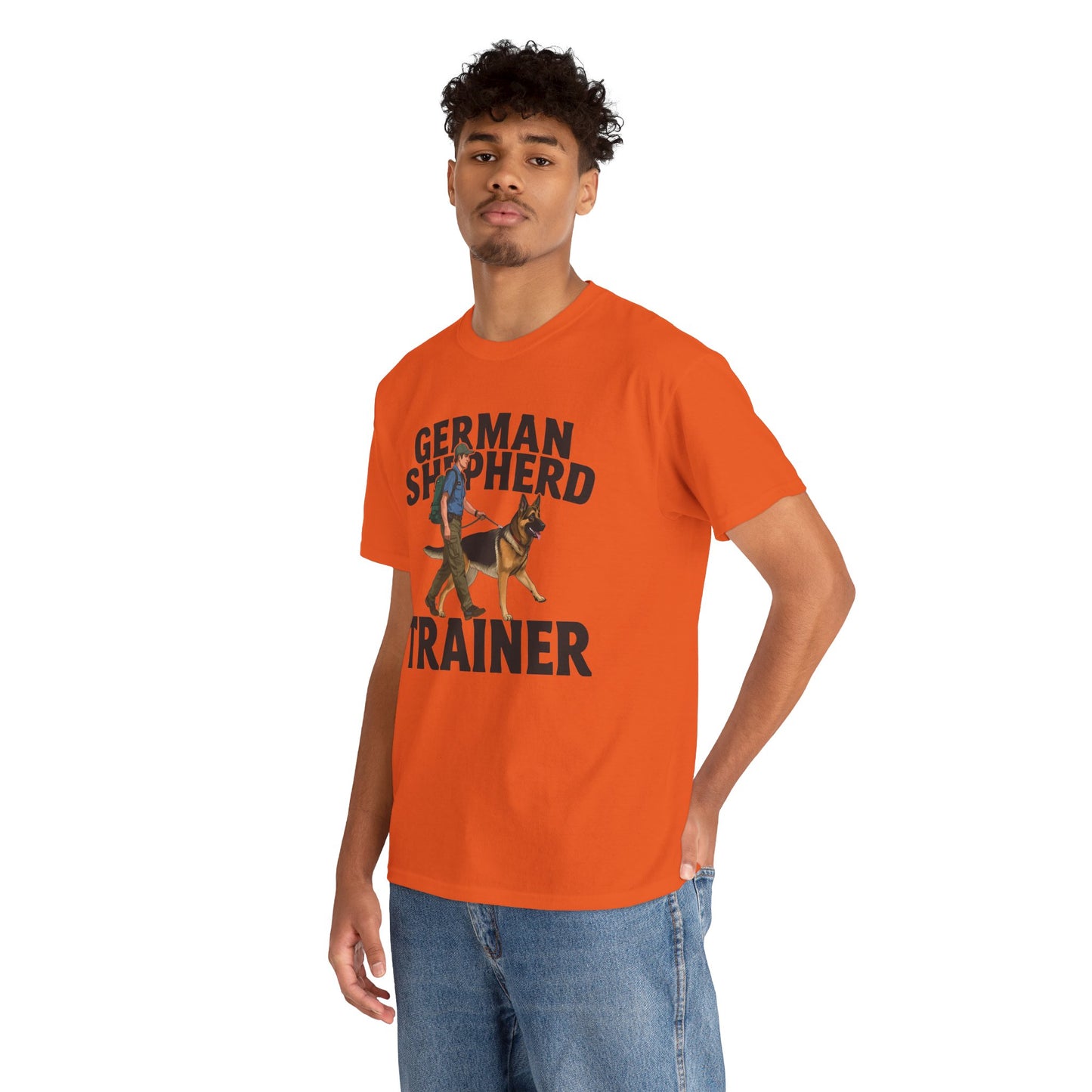 German Shepherd Trainer Tee - Man Holding a German Shepherd | Dog Lover Gift