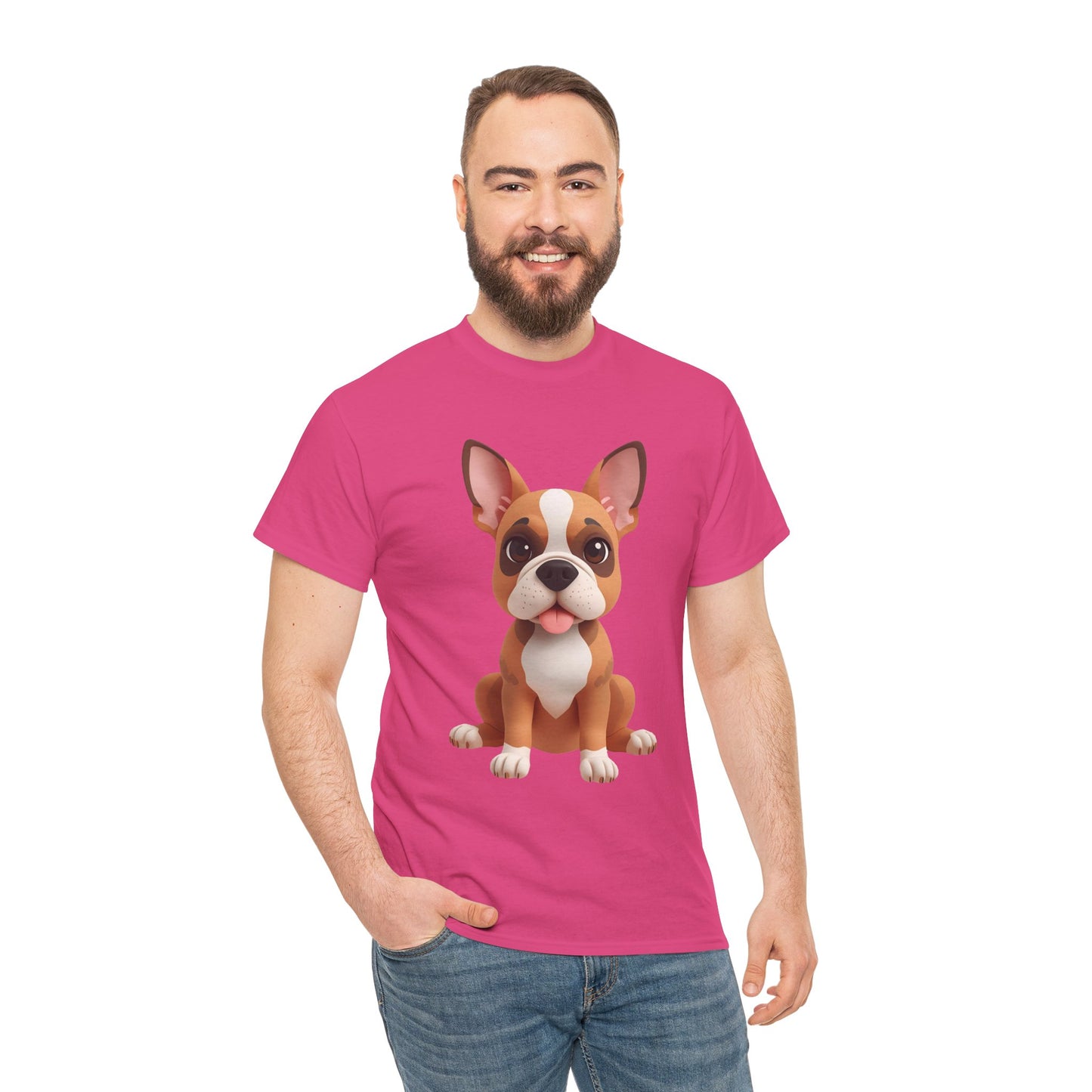Cute 3D French Bulldog T-Shirt Unisex Heavy Cotton Tee, Dog Lover Gift
