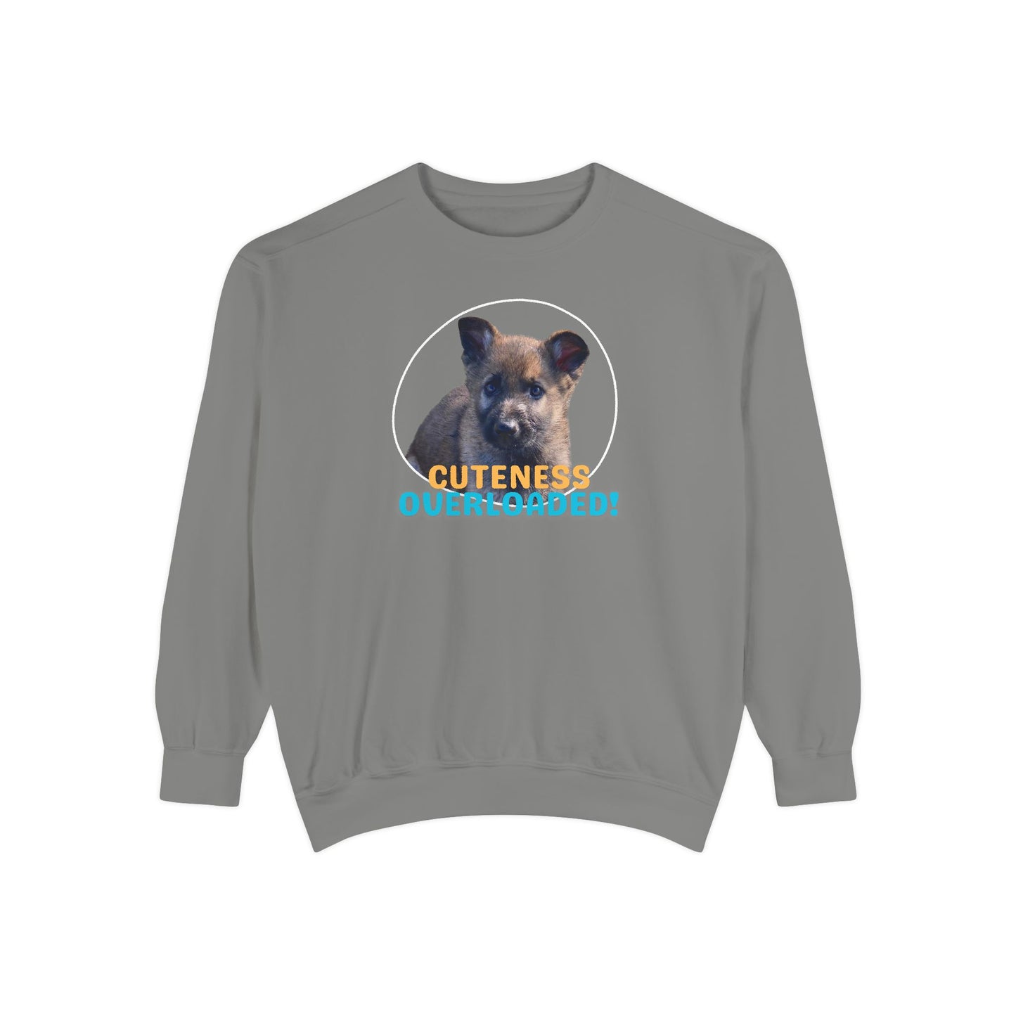Unisex Dog Lover Hoodie With a Cute Sable German Shepherd Puppy and Caption Cuteness Overloaded