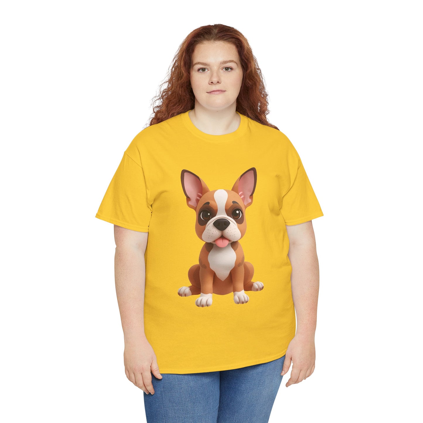 Cute 3D French Bulldog T-Shirt Unisex Heavy Cotton Tee, Dog Lover Gift