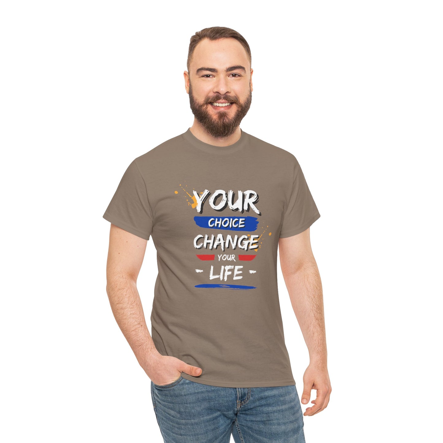 Inspirational Quote Unisex Heavy Cotton Tee - "Your Choice Change For Life", Motivational Shirt, Casual Wear, Gift Idea, Everyday Comfort