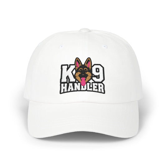 K9 Handler Classic Embroidered Dad Cap Featuring German Shepherd – Perfect Gift for Dog Lovers, Adjustable Hat for Outdoor Adventures