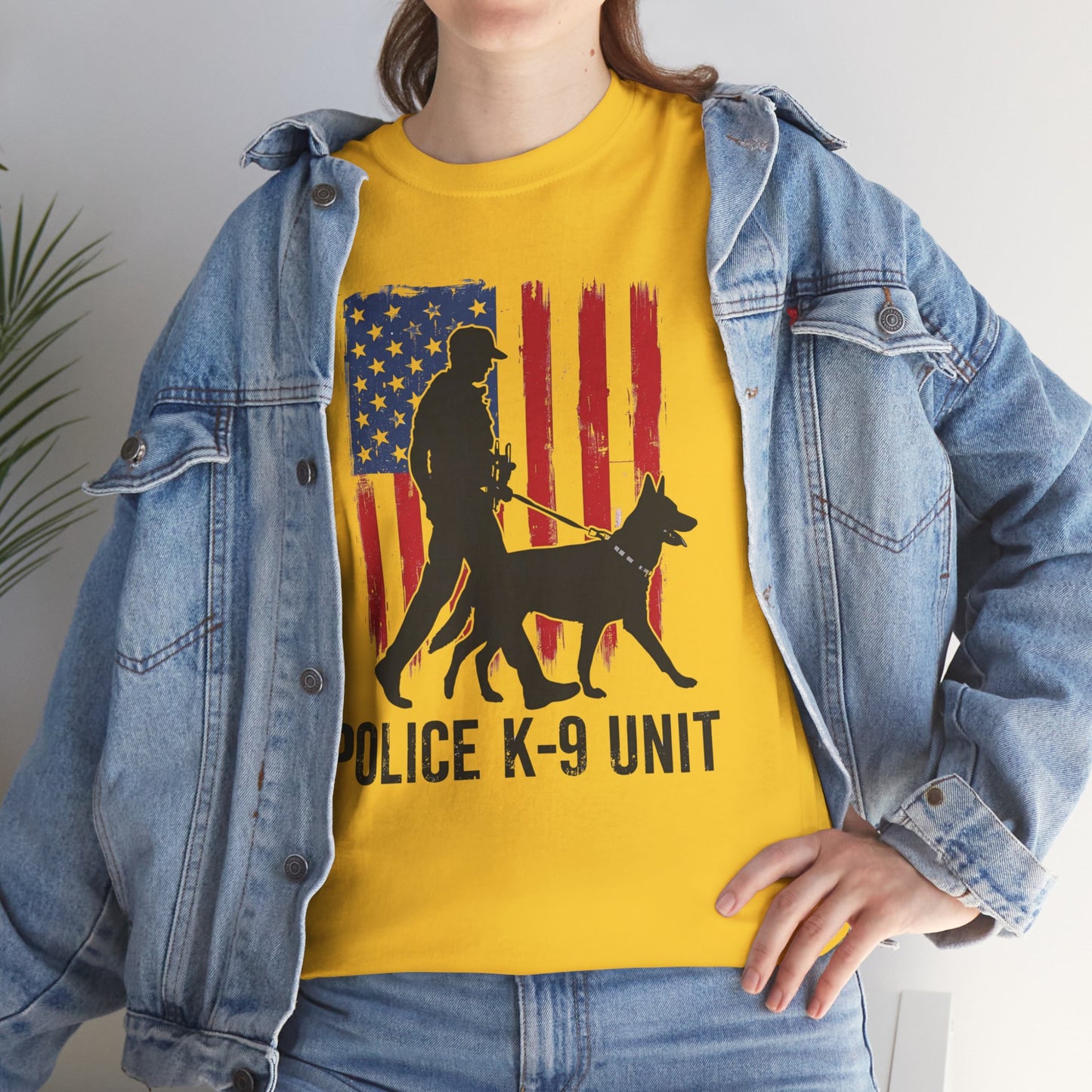Patriotic Police K-9 Unit Heavy Cotton Tee, Unisex Cotton Shirt for Dog Lovers, Law Enforcement Apparel, Gifts for Police Officers