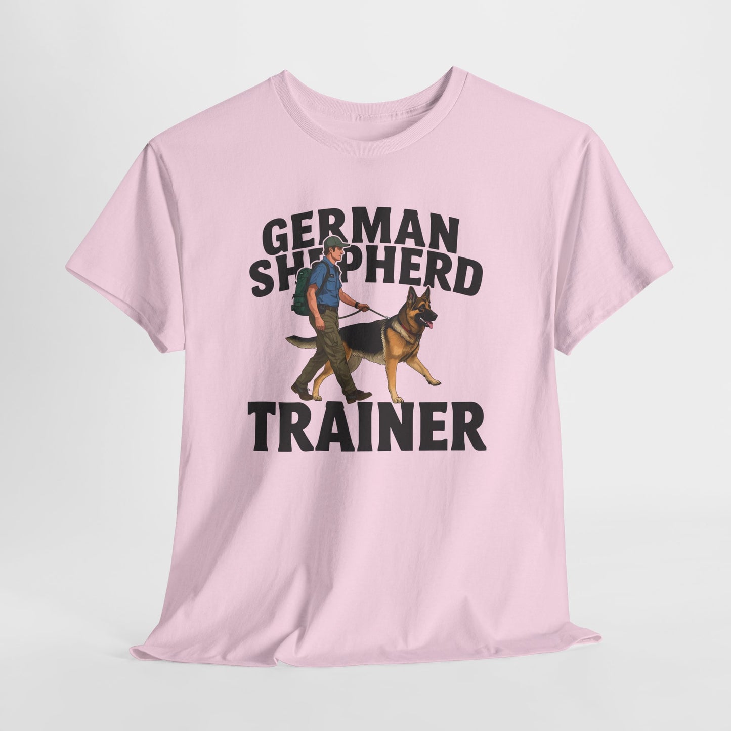 German Shepherd Trainer Tee - Man Holding a German Shepherd | Dog Lover Gift