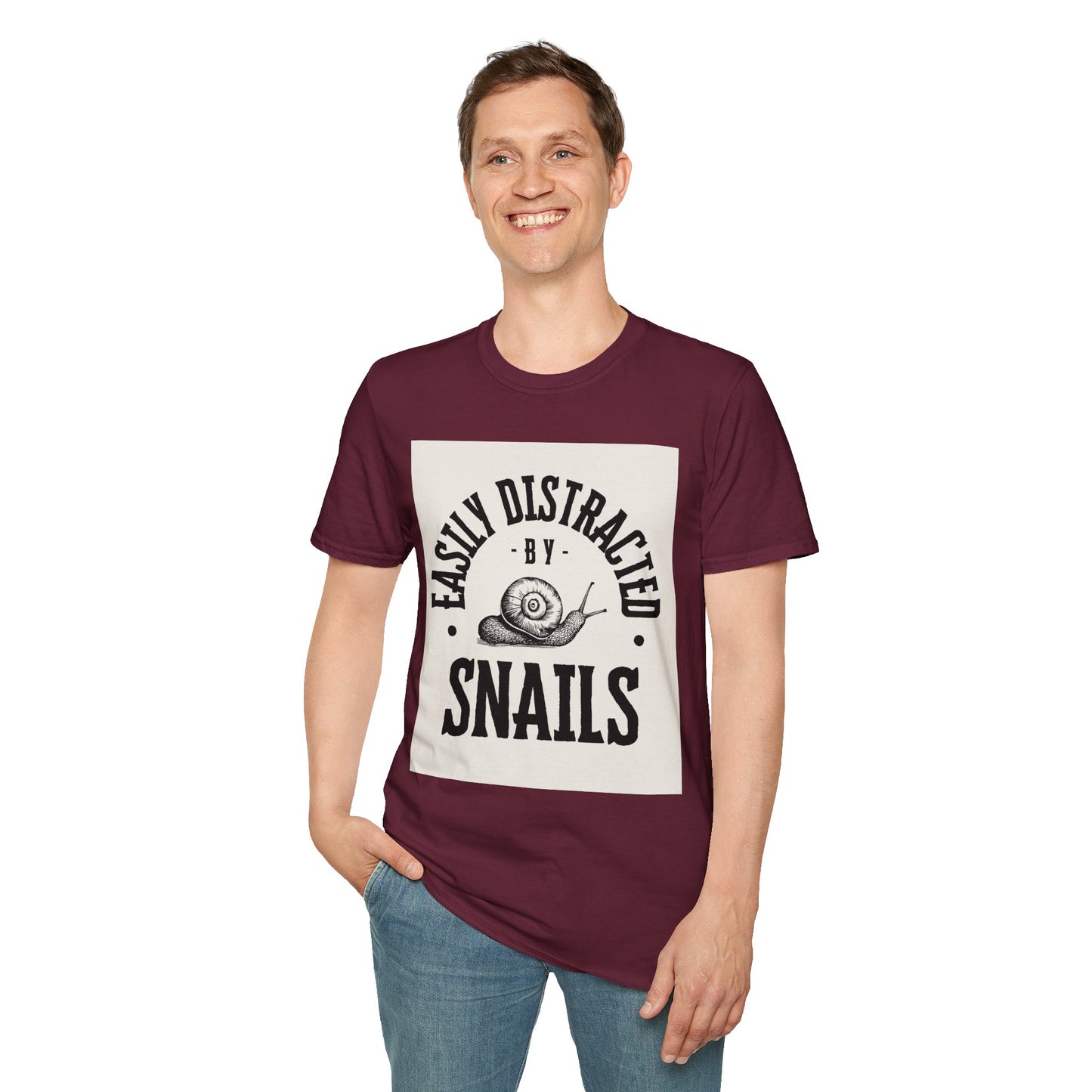 Easily Distracted by Snails Vintage T-Shirt, Funny Snail Tee, Gift for Nature Lovers, Humorous Graphic Shirt, Cute Casual Wear