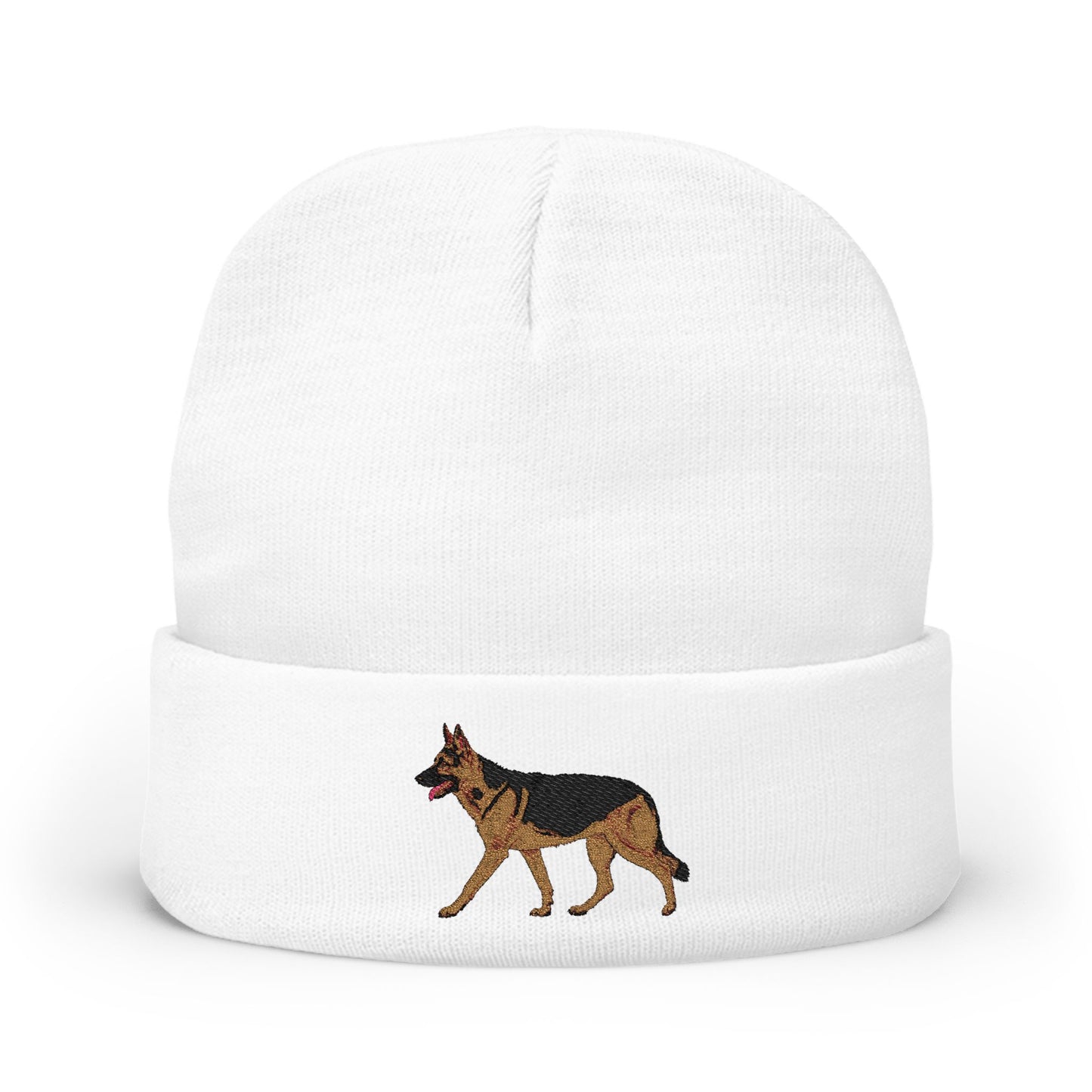Embroidery Dog Knit Beanie | German Shepherd Design | Cozy Beanie for Cold Weather