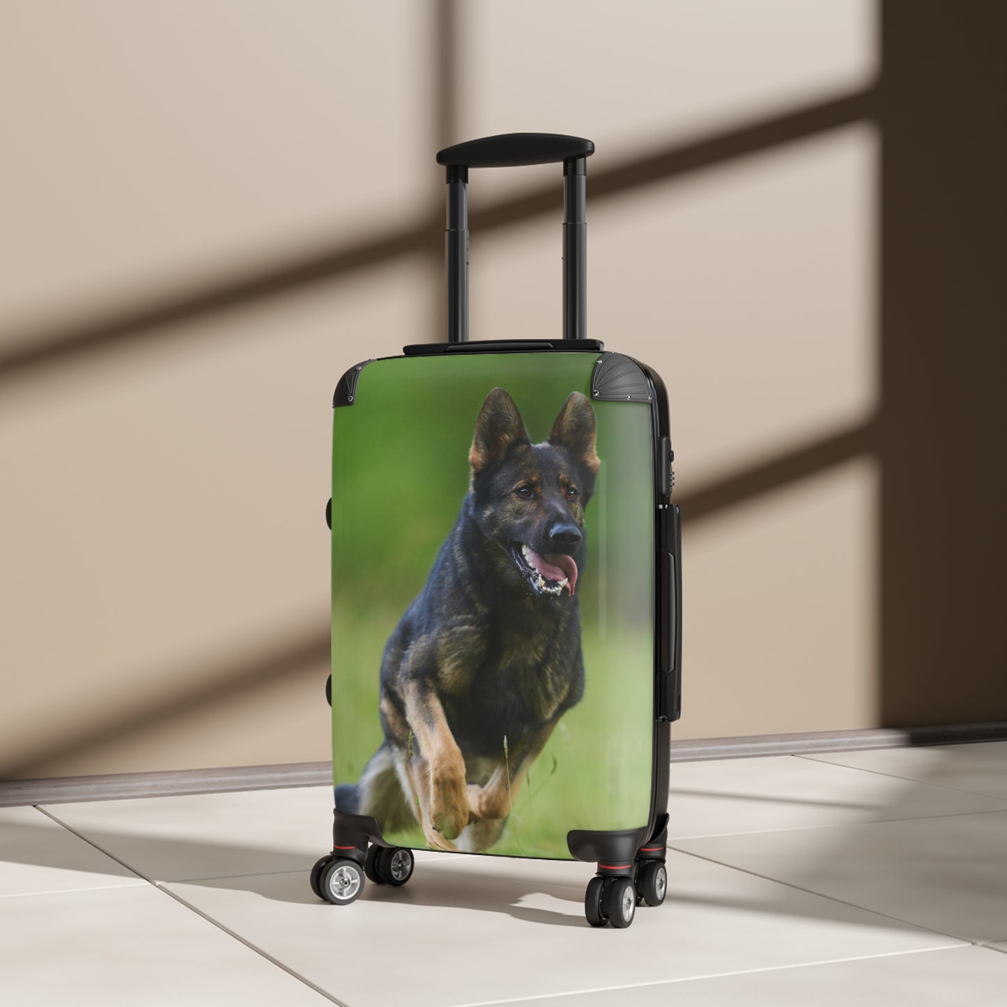 Dog Lovers Suitcase Featuring a Working Line German Shepherd Running On the Grass