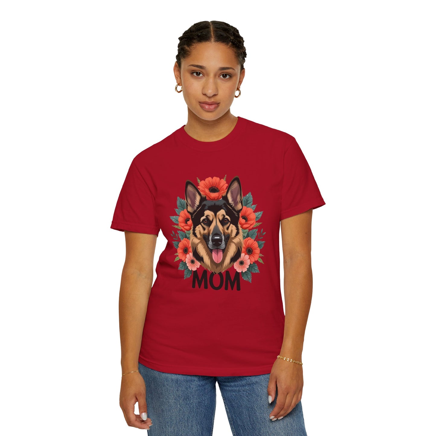 Floral German Shepherd Dog Mom T-Shirt, Perfect Gift for Dog Lovers, Mother’s Day, Birthday, Casual Wear, Comfortable Everyday Tee