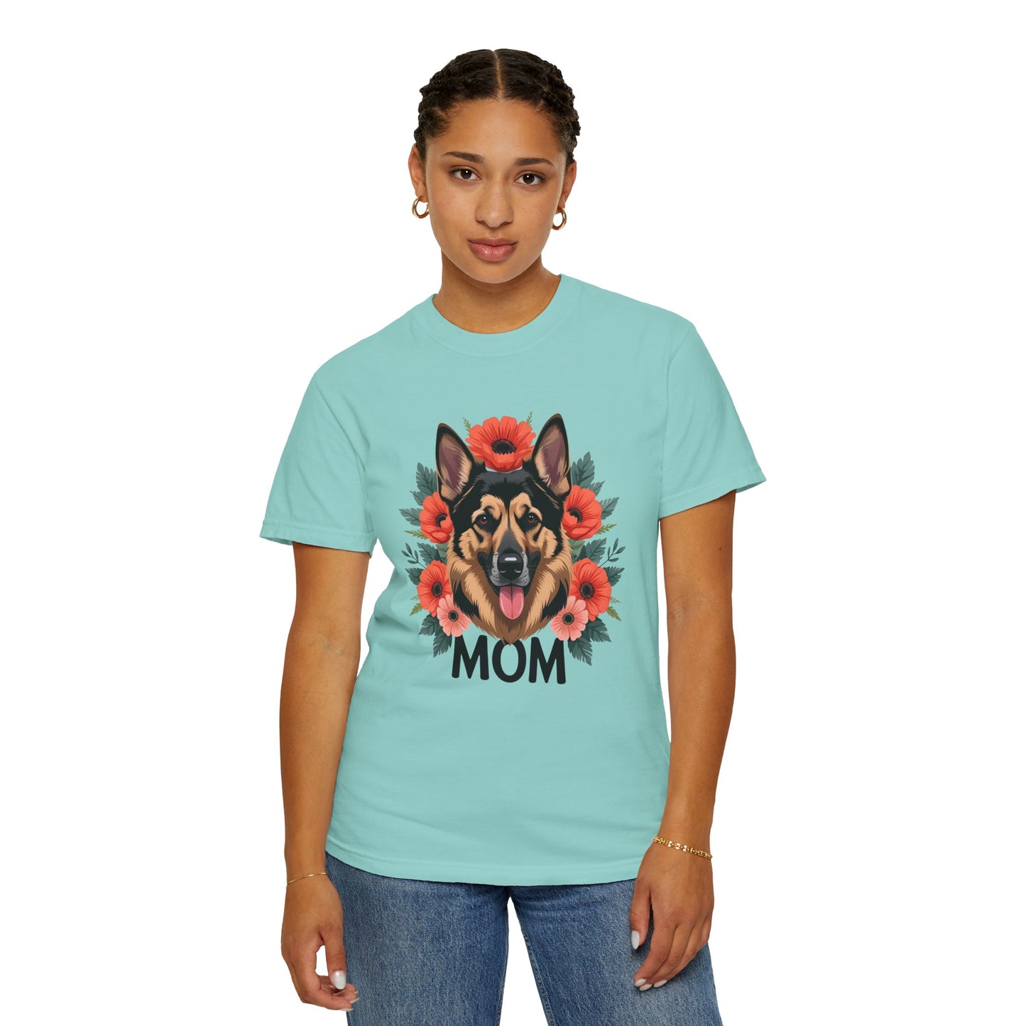 Floral German Shepherd Dog Mom T-Shirt, Perfect Gift for Dog Lovers, Mother’s Day, Birthday, Casual Wear, Comfortable Everyday Tee