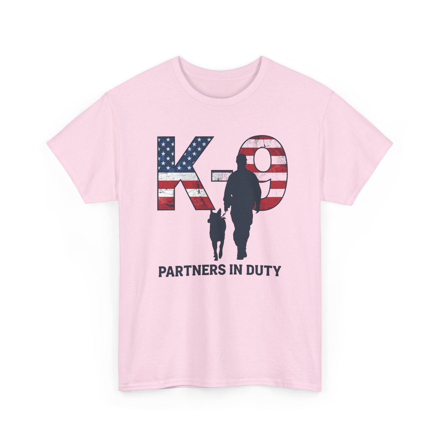 Patriotic K-9 T-Shirt - Partners in Duty Tee | Unisex Heavy Cotton Tee for Dog Lovers, Military Support, Gifts for Dog Handlers