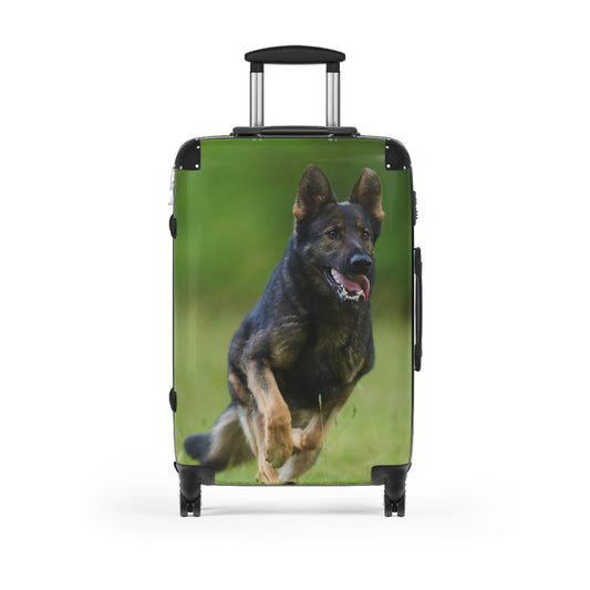 Dog Lovers Suitcase Featuring a Working Line German Shepherd Running On the Grass