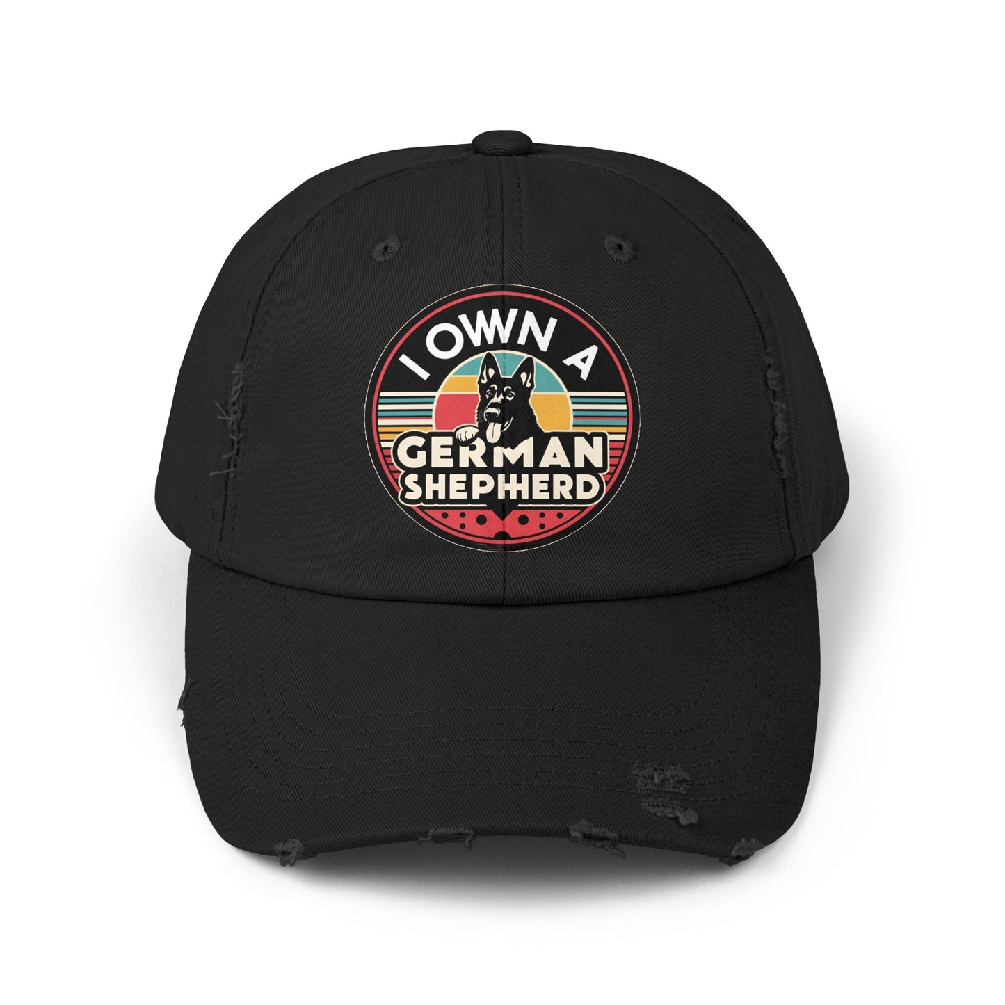 German Shepherd Distressed Cap With Retro Vintage Background - Pet Owner Gift, Casual Everyday Wear