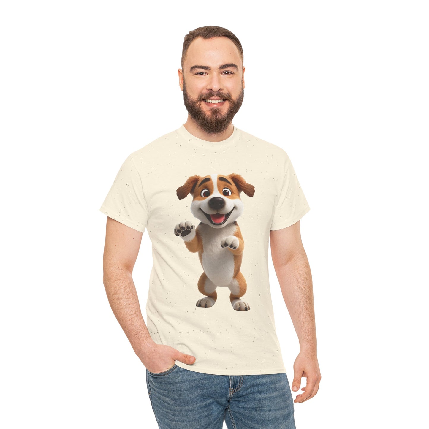 Cute Dog 3D Graphic Tee, Unisex Heavy Cotton T-Shirt, Dog Lover Gift, Fun Casual Wear