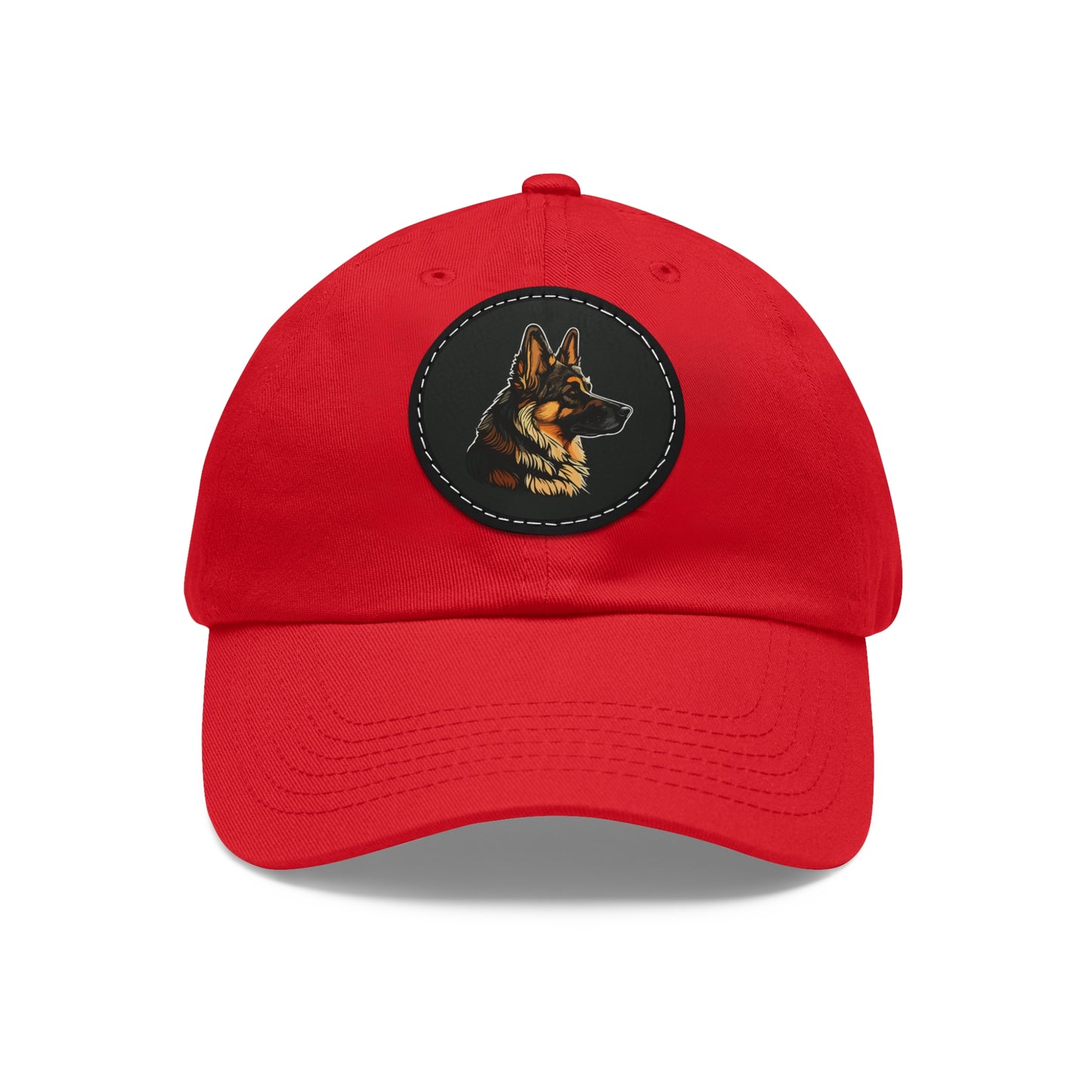 Customized Dad Hat with Leather Patch - German Shepherd Design
