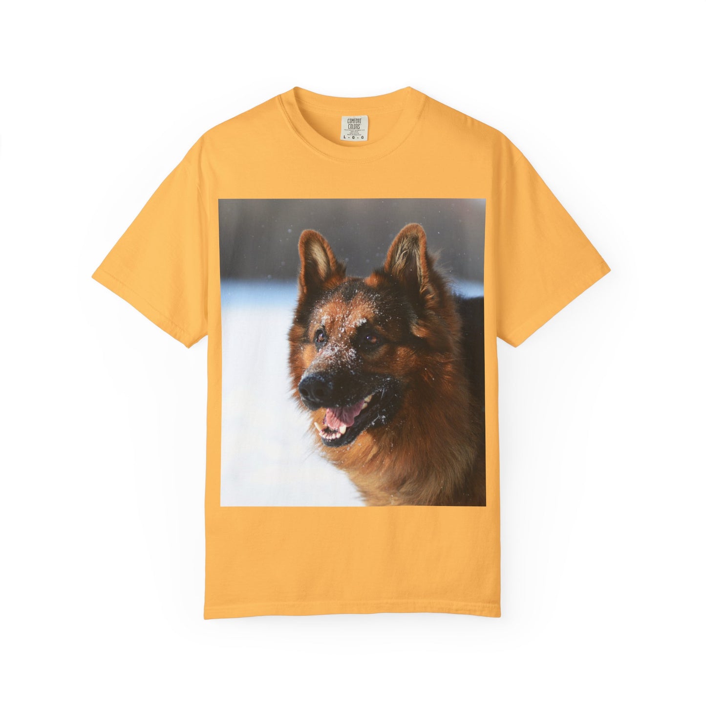 Unisex Dog Photograph T-Shirt - Giant German Shepherd In the Snow