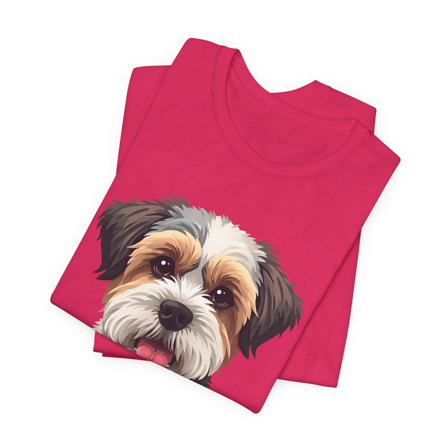 Unisex Dog Lover T-Shirt Featuring a 3D Design of Cute Fluffy Bichon Frise Mix | Gift for Dog Owners