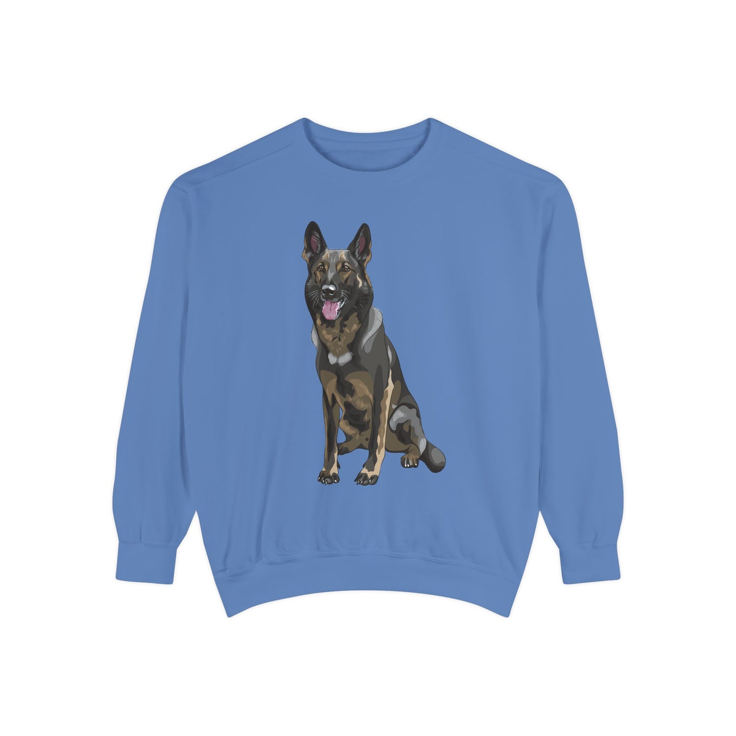 Unisex Dog Lover Sweatshirt With a Graphic of Sable German Shepherd Sloppily Sitting
