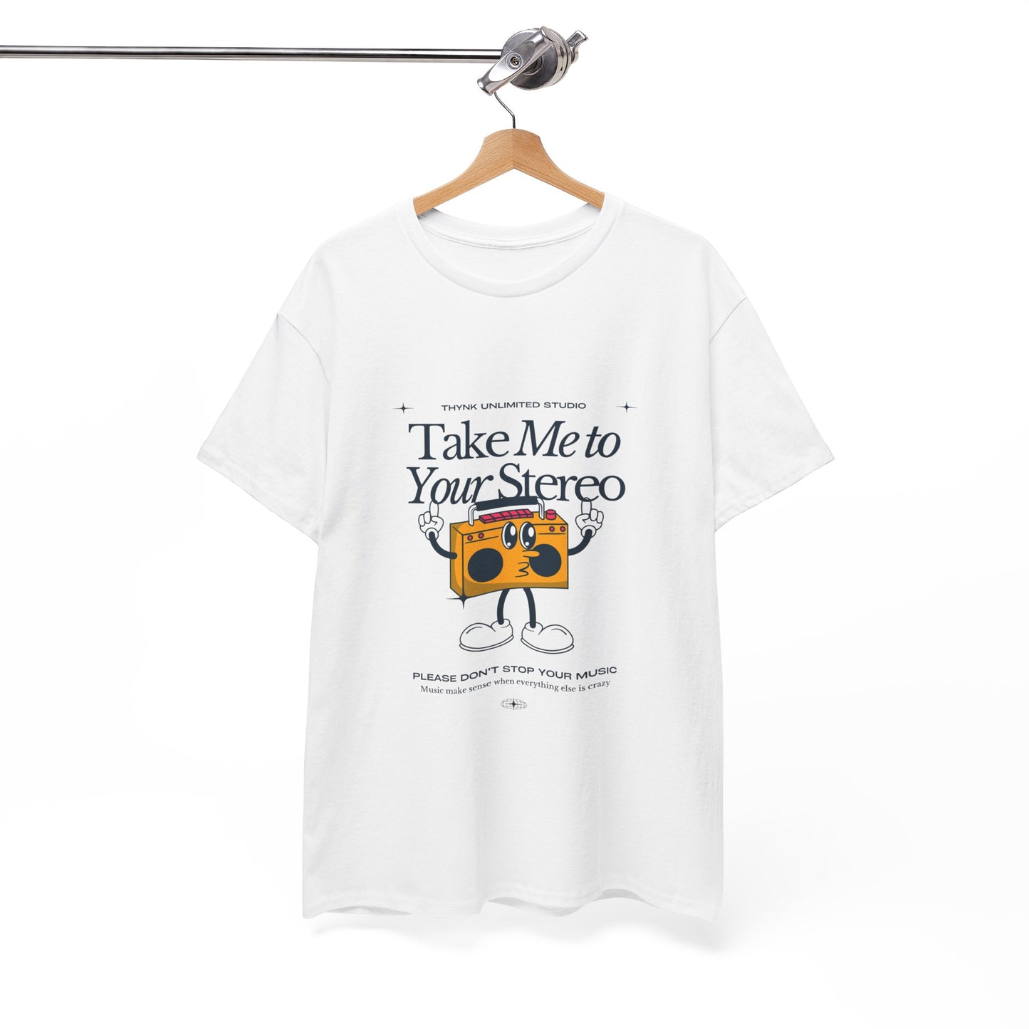 Retro Music Lover Tee - Take Me To Your Stereo, Vintage Style Shirt, Graphic T-Shirt, Unisex Cotton Top, Perfect Gift for Musicians, Summer Outfit