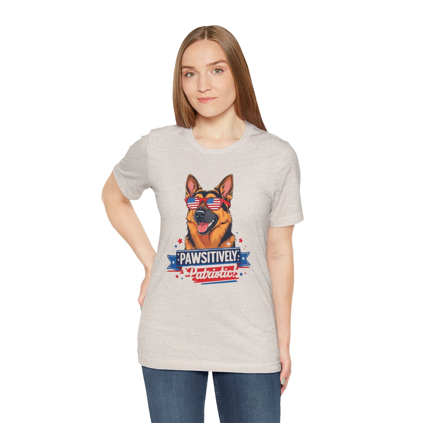 Pawsitively Patriotic German Shepherd Dog Tee, Unisex T-Shirt, Perfect for Summer Celebrations, Pet Lovers Gift, 4th of July Apparel