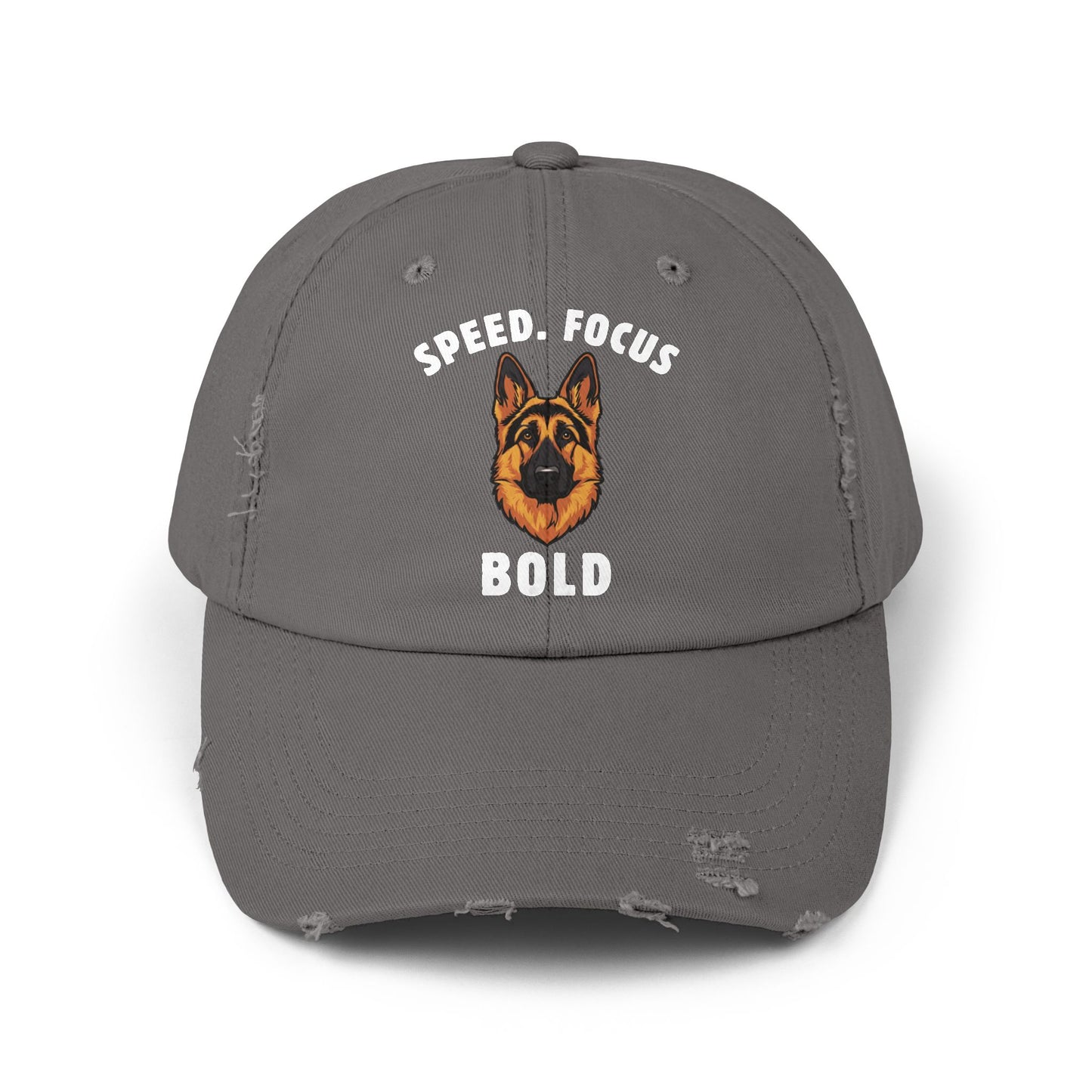 Speed Focus Bold German Shepherd Agility Distressed Hat, Dog Lover Gift, Casual Fashion Accessory, Summer Style, Outdoor Fun