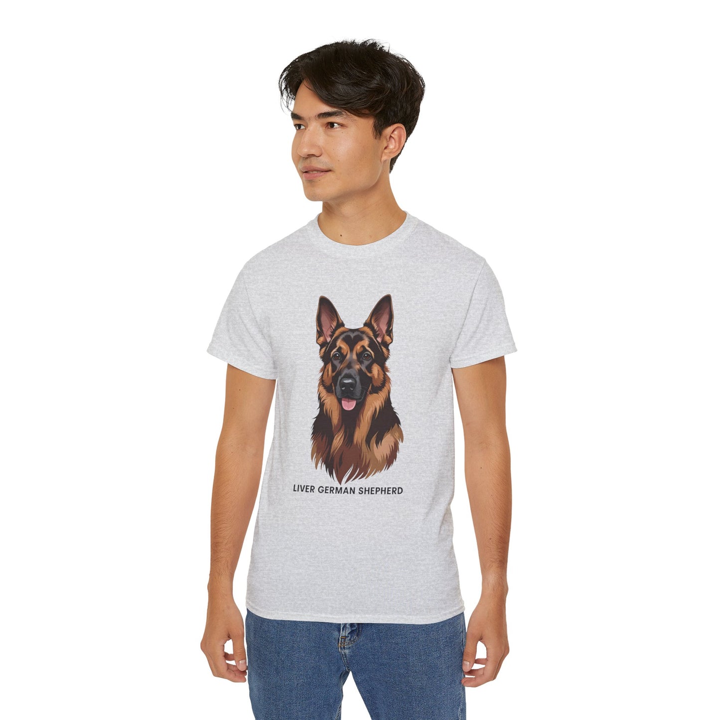 Liver German Shepherd Tee, Dog Lover Shirt, Pet Owner Gift, Animal Print T-Shirt, Unisex Graphic Tee, Birthday Present for Dog Lovers