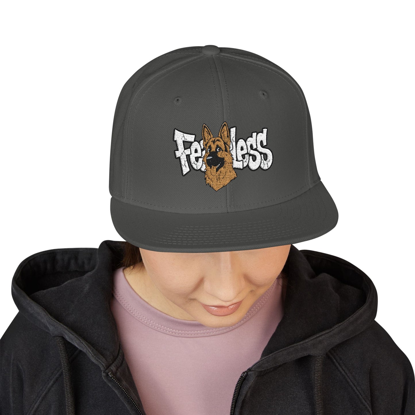 German Shepherd Embroidered Snapback Hat - Fearless