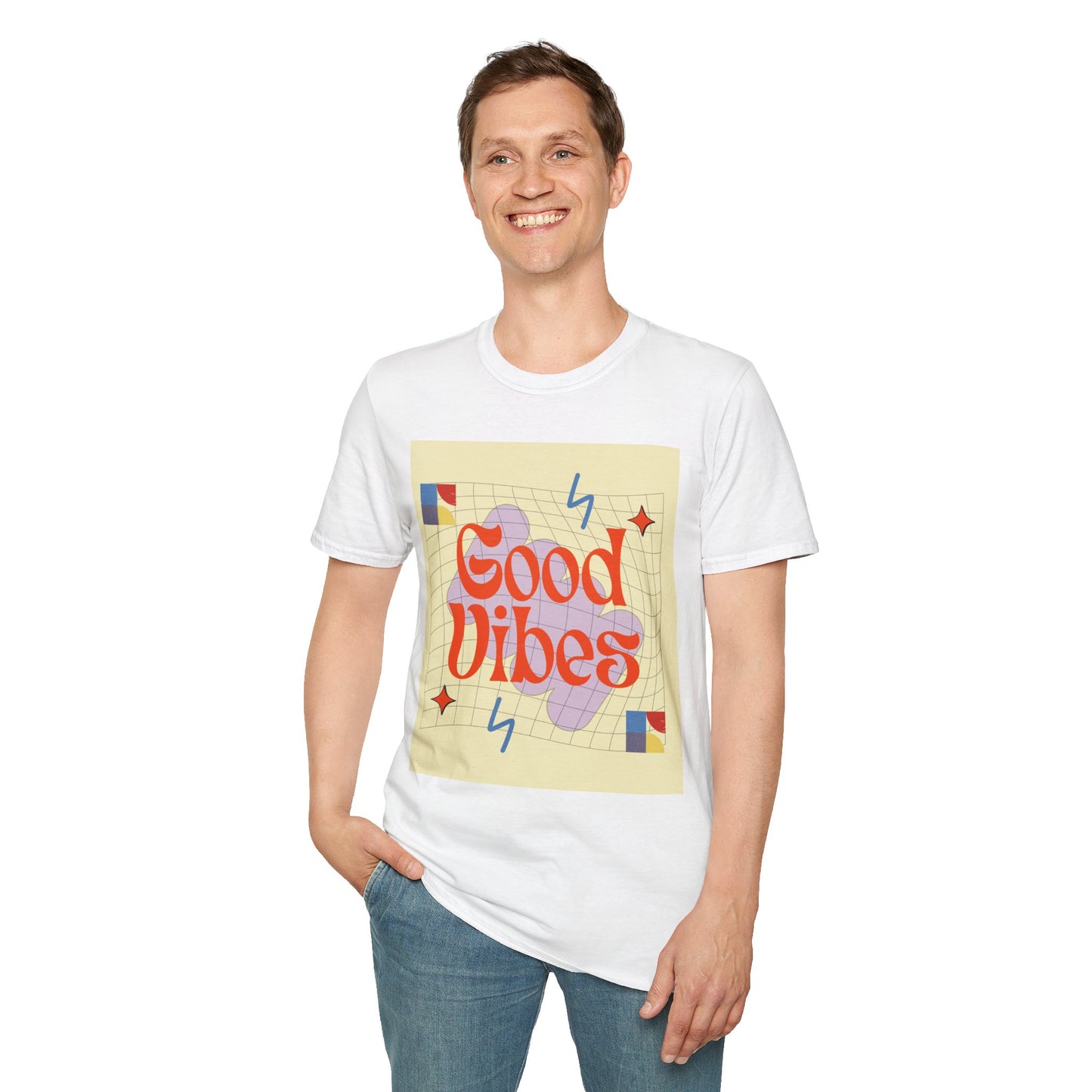Good Vibes Unisex Softstyle T-Shirt, Relaxed Fit Tee, Casual Wear, Gift Idea, Positive Quotes, Everyday Comfort, Summer Fashion