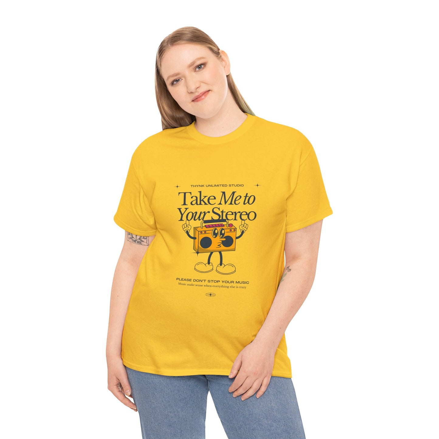 Retro Music Lover Tee - Take Me To Your Stereo, Vintage Style Shirt, Graphic T-Shirt, Unisex Cotton Top, Perfect Gift for Musicians, Summer Outfit