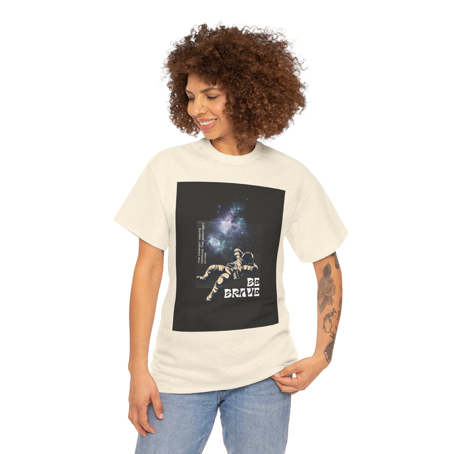 Be Brave Tee, Inspirational T-Shirt, Unisex Cotton Top, Space Graphic Shirt, Motivational Gift, Everyday Wear