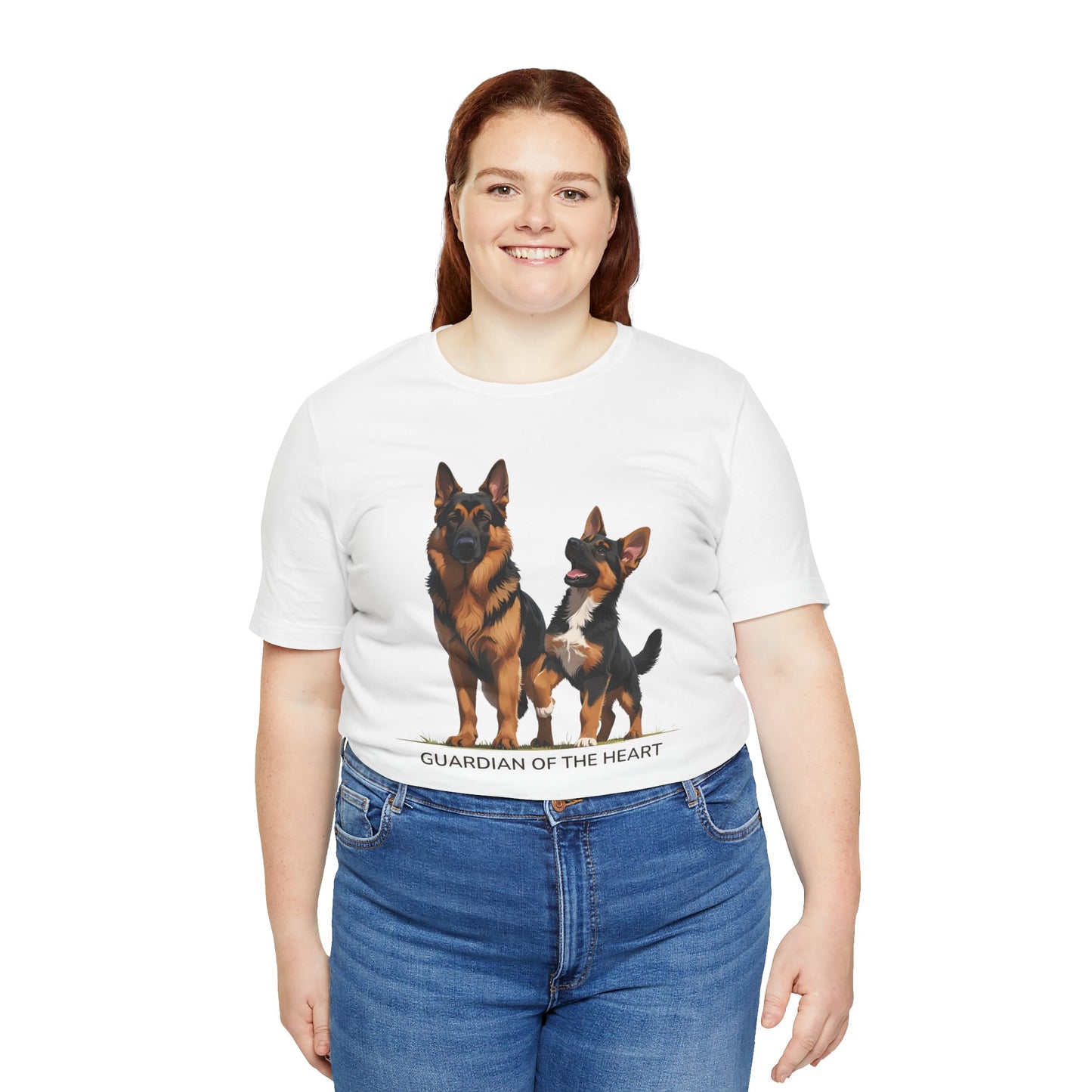 German Shepherd and Puppy Tee - Guardian of the Heart, Gifting for Pet Owners, Cute Graphic Shirt, Perfect for Birthdays, Dog-Themed Apparel