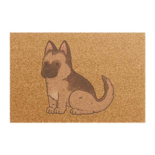 Cute Dog Doormat Featuring a Graphic of Cute German Shepherd Puppy Sloppily Sitting