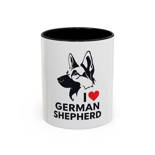 I Love German Shepherd Accent Coffee Mug - Perfect Gift for Dog Lovers, Pet Enthusiasts, Birthday, Home Decor