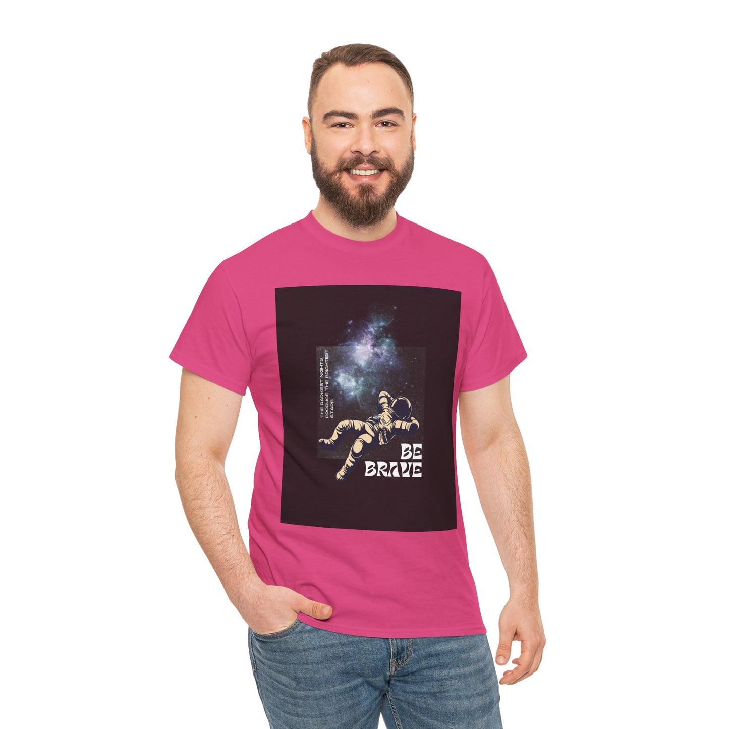Be Brave Tee, Inspirational T-Shirt, Unisex Cotton Top, Space Graphic Shirt, Motivational Gift, Everyday Wear