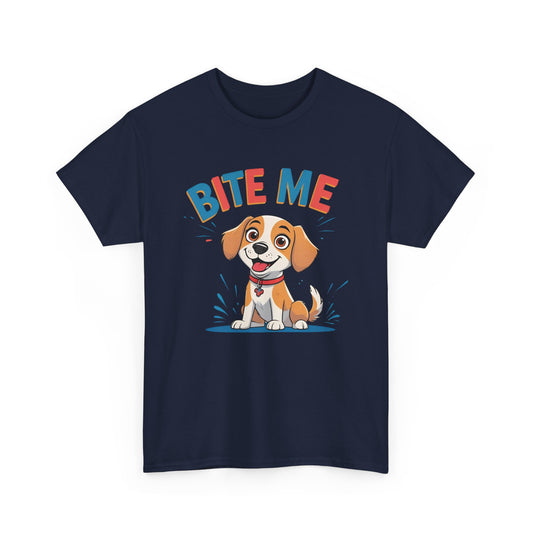 Playful Dog Lover Tee, Bite Me Unisex Cotton T-Shirt for Dog Trainers, Funny Gift for Dog Lovers, Cute Dog Apparel