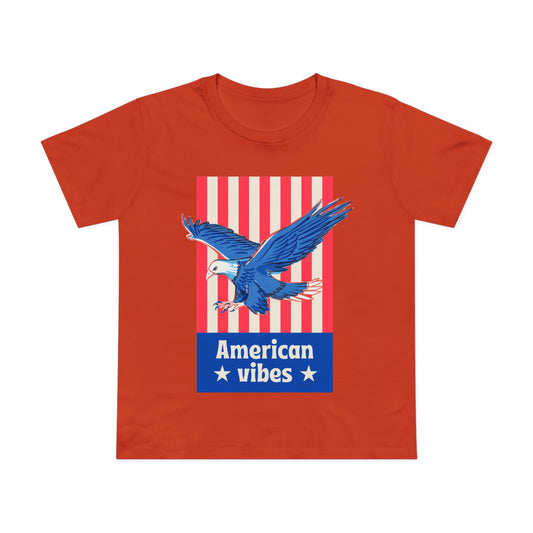 American Vibes Women’s Maple Tee - Patriotic T-Shirt, Freedom Apparel, Casual Wear, Fourth of July, Gift for Her, Eagle Design