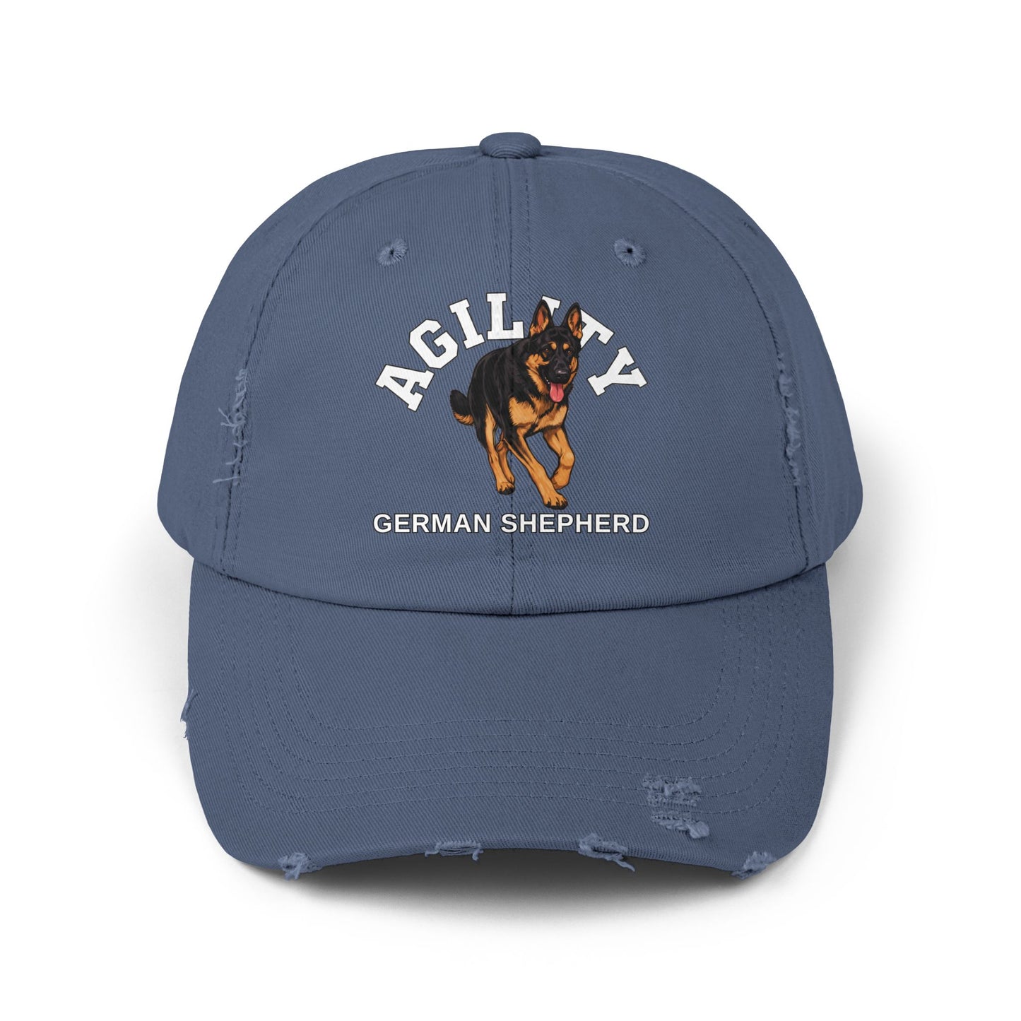 Black Distressed Agility German Shepherd Dog Cap | Unisex Pet Lover Hat, Outdoorsy Style, Casual Wear, Animal Lover Accessory