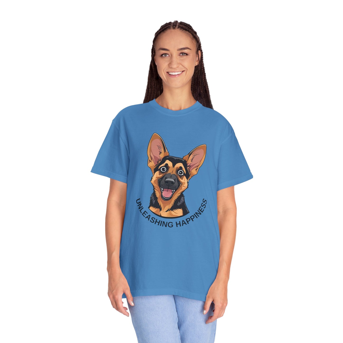 Happy Dog Graphic Tee, Unisex German Shepherd Puppy T-Shirt - Unleashing Happiness, Pet Lover Gift, Animal Lovers Apparel, Unique Dog Lover Shirt
