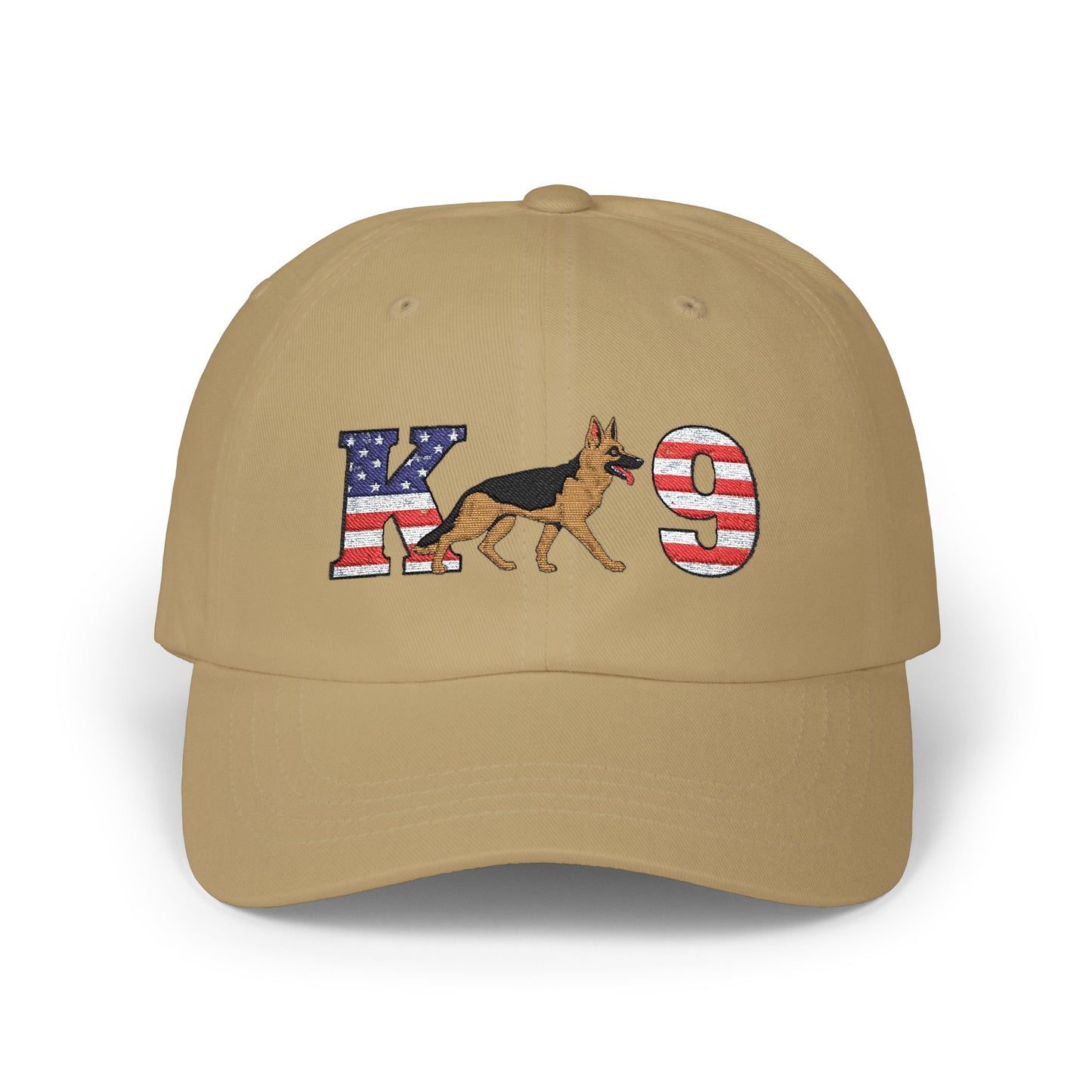 Patriotic K9 German Shepherd Dad Cap - USA Flag Design on K and 9 | Adjustable Baseball Hat | Gift for Dog Lovers