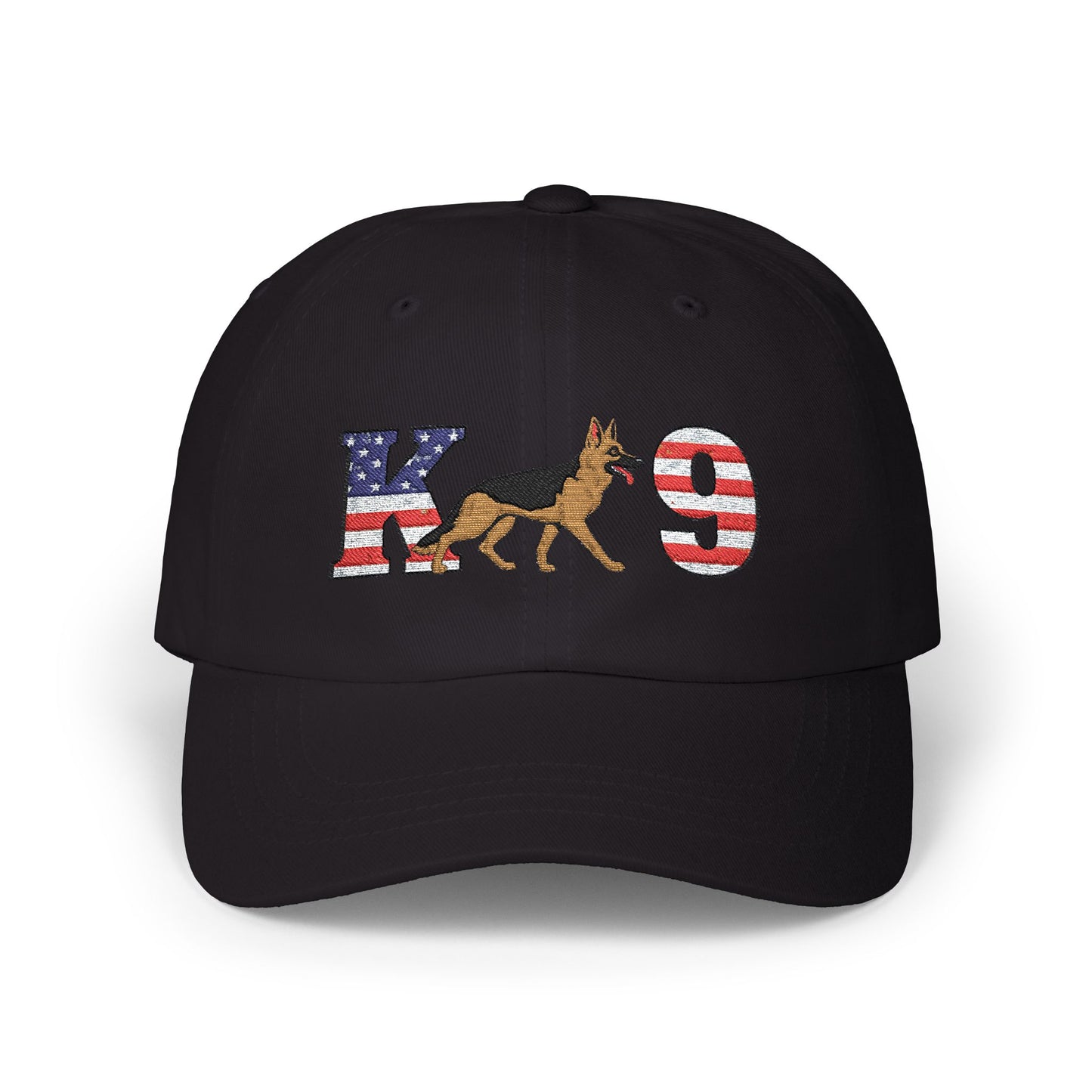 Patriotic K9 German Shepherd Dad Cap - USA Flag Design on K and 9 | Adjustable Baseball Hat | Gift for Dog Lovers