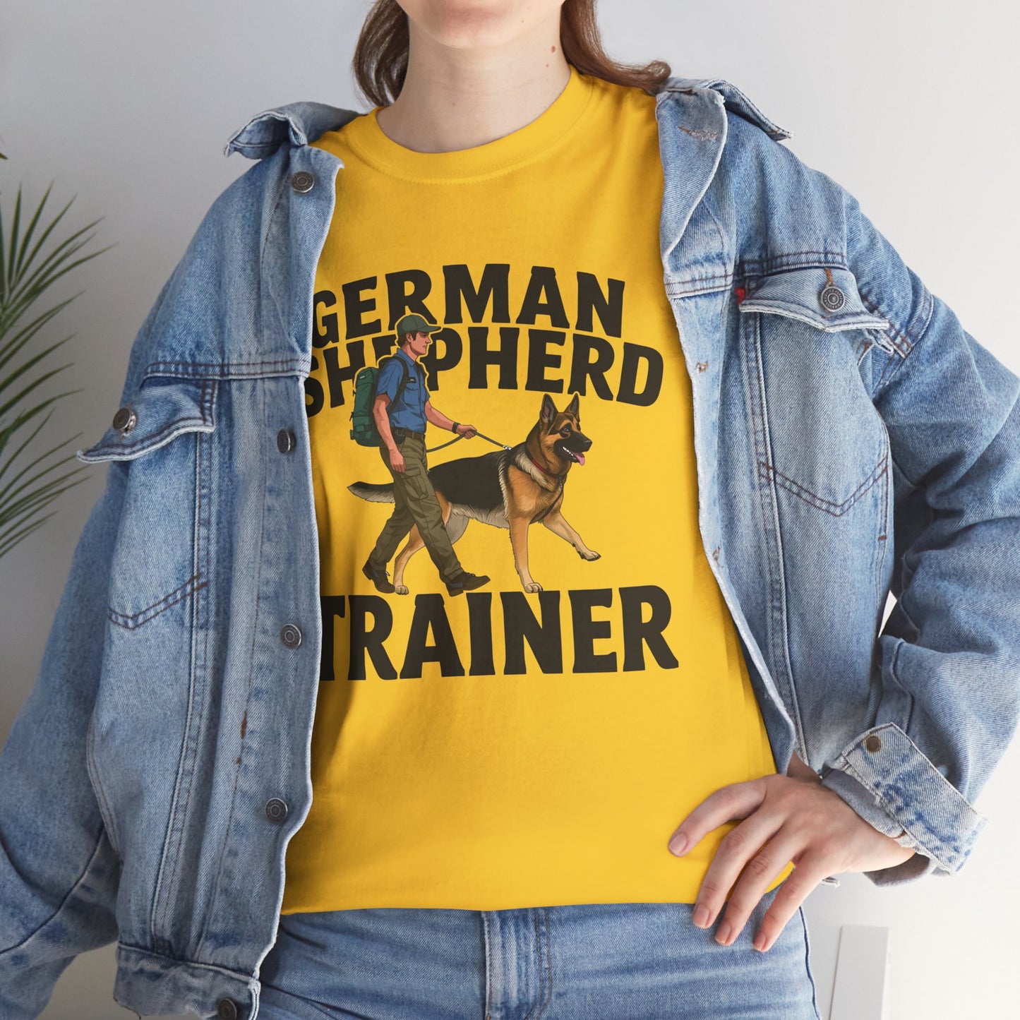 German Shepherd Trainer Tee - Man Holding a German Shepherd | Dog Lover Gift