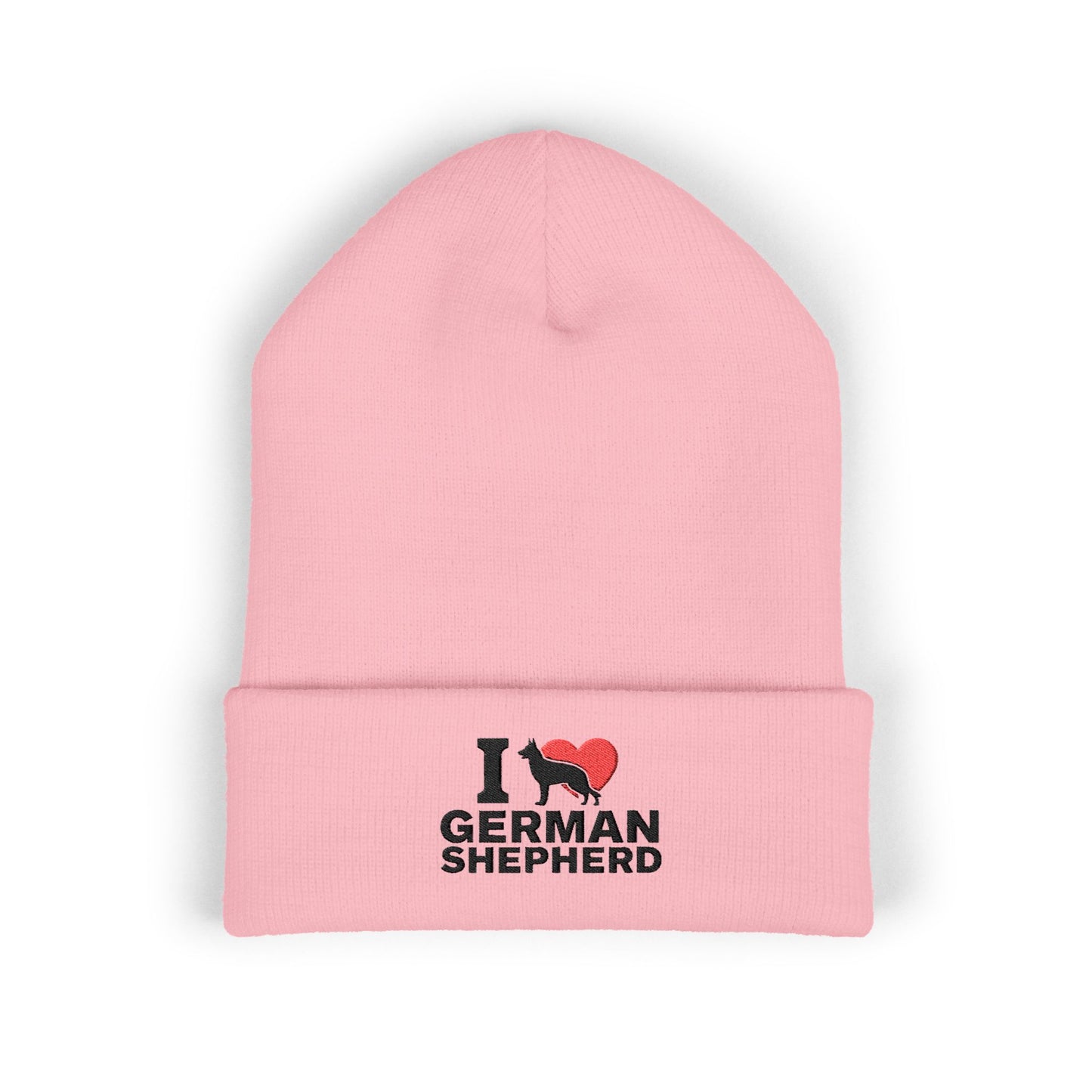 I Love German Shepherd Embroidered Classic Cuffed Beanie