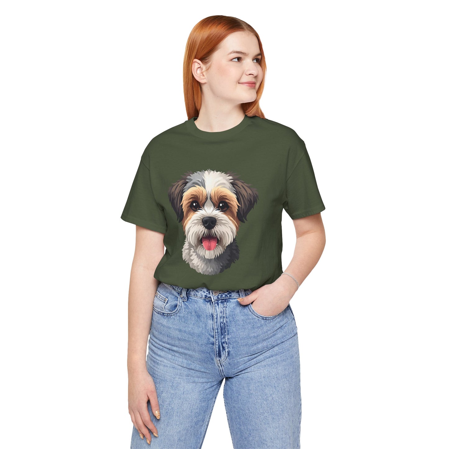 Unisex Dog Lover T-Shirt Featuring a 3D Design of Cute Fluffy Bichon Frise Mix | Gift for Dog Owners